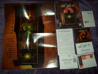 hexen - beyond heretic ibm cd-rom big box and contents.JPG