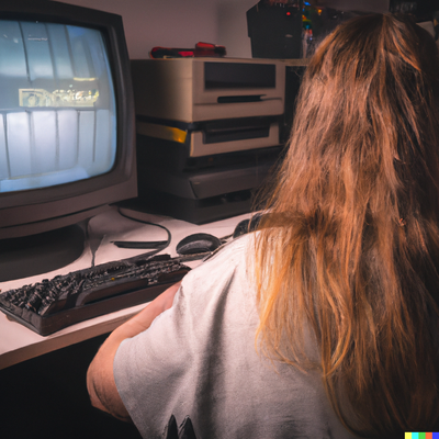 DALL·E 2023-03-11 10.25.17 - a photo of a typical 80s gamer, playing dos game on a 286 pc with CGA monitor.png