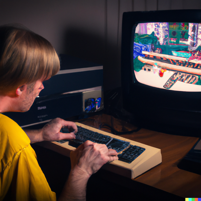 DALL·E 2023-03-11 10.25.21 - a photo of a typical 80s gamer, playing dos game on a 286 pc with CGA monitor.png