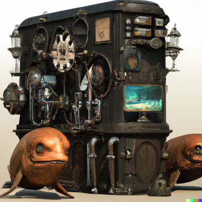 DALL·E 2023-02-28 22.50.57 - A 3D render of a 286 desktop pc in a vintage steampunk style with whales.png